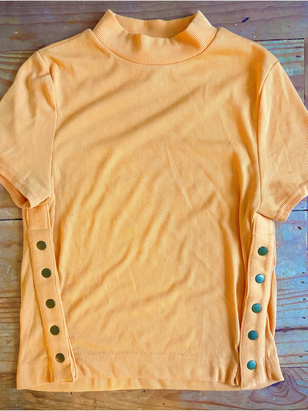 We The Free Peach Ribbed mock neck Top